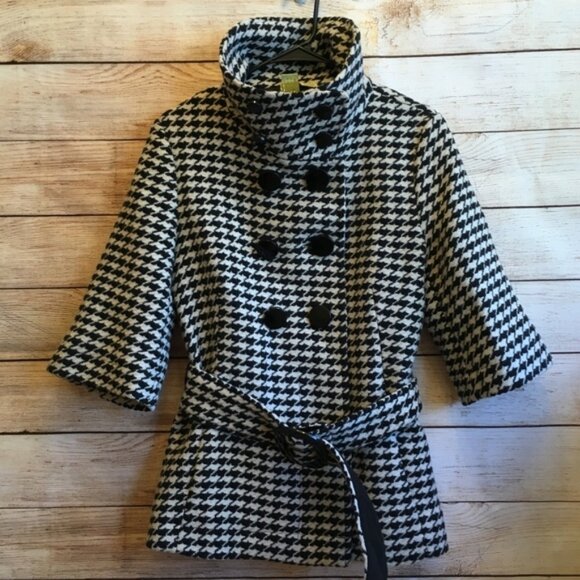 SOIA & KYO WOOL JACKET IN BLACK AND WHITE HOUNDSTOOTH PRINT - Picture 7 of 8